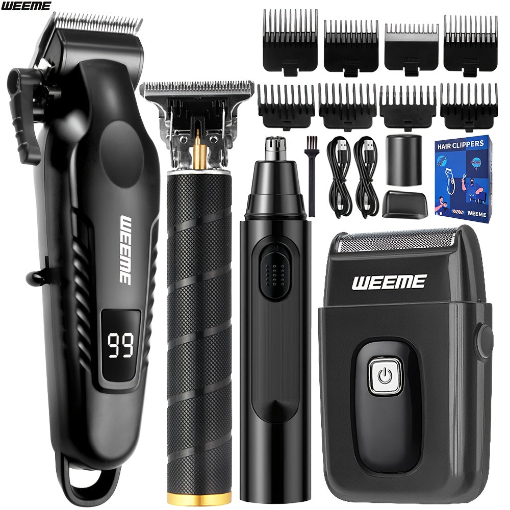 WEEME Essential Grooming Kit for Men, Ultimate Trimming and Shaving Solution with USB Charging and LCD Battery Display, Perfect Gift for Dad Brothers Sons or Friends