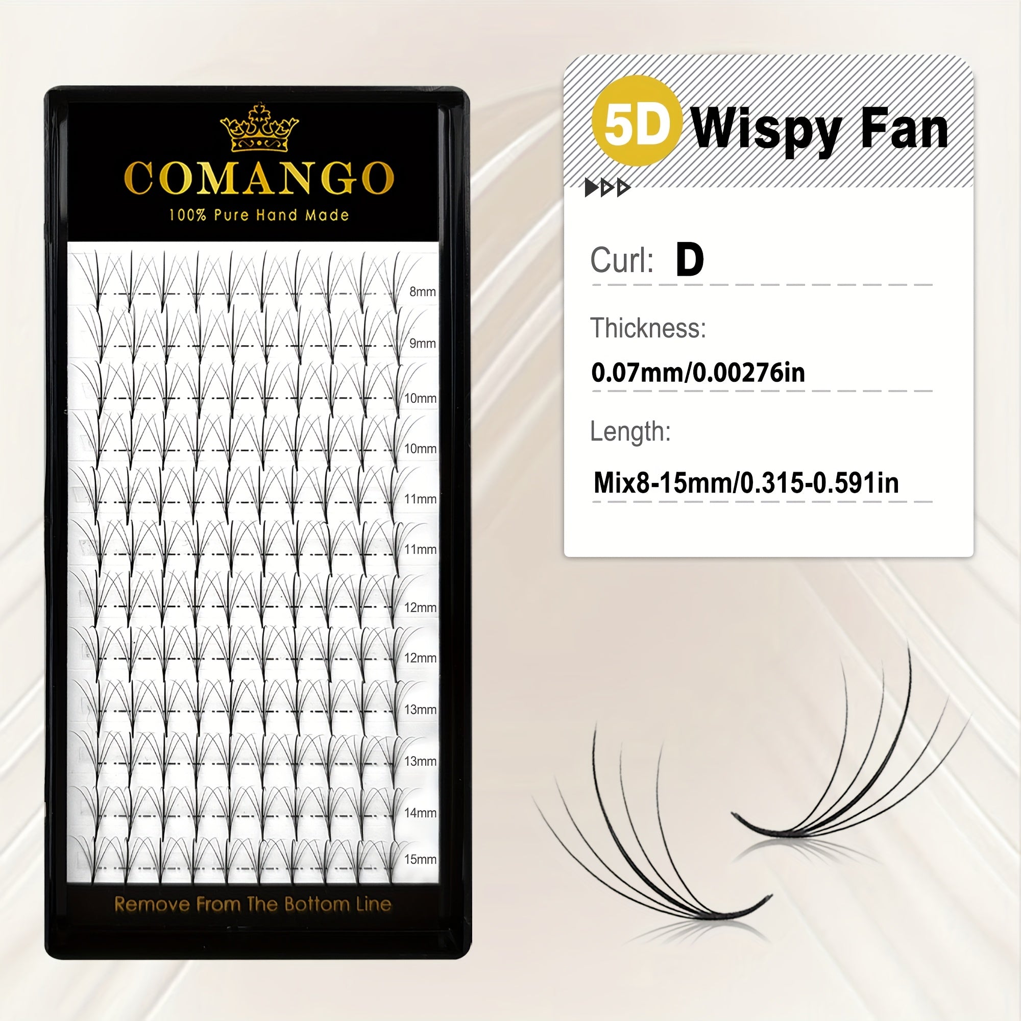 CoMango 120Fans Premade Wispy Fan Lashes - 5D/7D/9D Volume, Individual Sandwich Faux Mink Spike Stem, Fluffy Pointy Base, Natural Look, Options for Beginners, Beginner Eyelash Extensions, Fluffy Lash Extensions, Curlable Lashes Durable Adhesive
