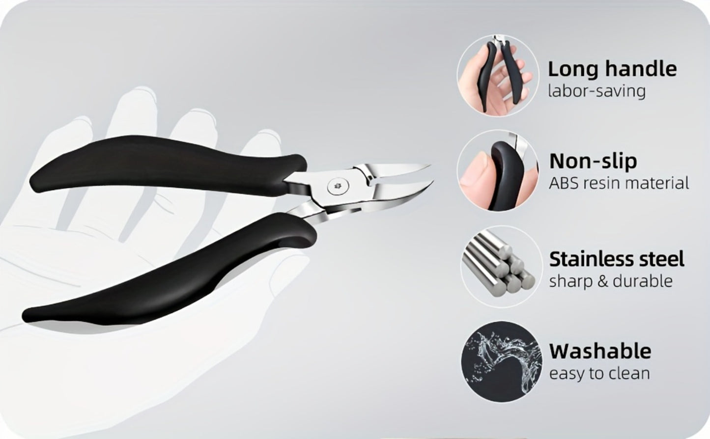 Thick Toenail Clipper Set for Seniors & Diabetics — Wide Jaw Ingrown Toenail Clipper, Heavy Duty Angled Nail Clipper & Nail File Kit for Men and Women, Professional Thick Nail Cutter Tool