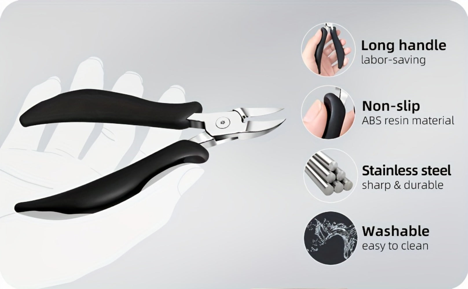Set of Nail Clippers, Designed for Seniors with Thick Toenails, Featuring Clippers for Thick Nails, a Wide Jaw Straight Nail Clipper, a Heavy-Duty Ingrown Toenail Clipper, an Angled Nail Clipper, And a Nail File, Suitable for Both Men And Women