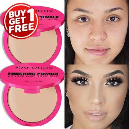 Pressed Powder Foundation 2PCS Set – Lightweight, Waterproof & Sweatproof Concealer Makeup, Non-Sticky Non-Drying Formula, Long-Lasting Coverage for All Skin Types, 5 Shades