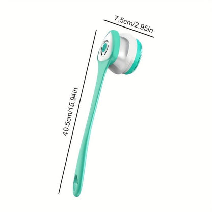 Electric Body Scrubber Brush 5-in-1 Rotating Shower Brush for Back Face Full Body Exfoliating Cleanser Soft Bristle Waterproof Ergonomic Handle Home Spa Bath Scrub Tool Green Purple White