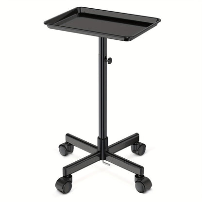 Salon Rolling Tray on Wheels — Premium Aluminum Adjustable Hairdresser Cart, Tattoo Tray, Spa Service Trolley for Nail Tech, Barber, Beauty Studio, 6 Colors