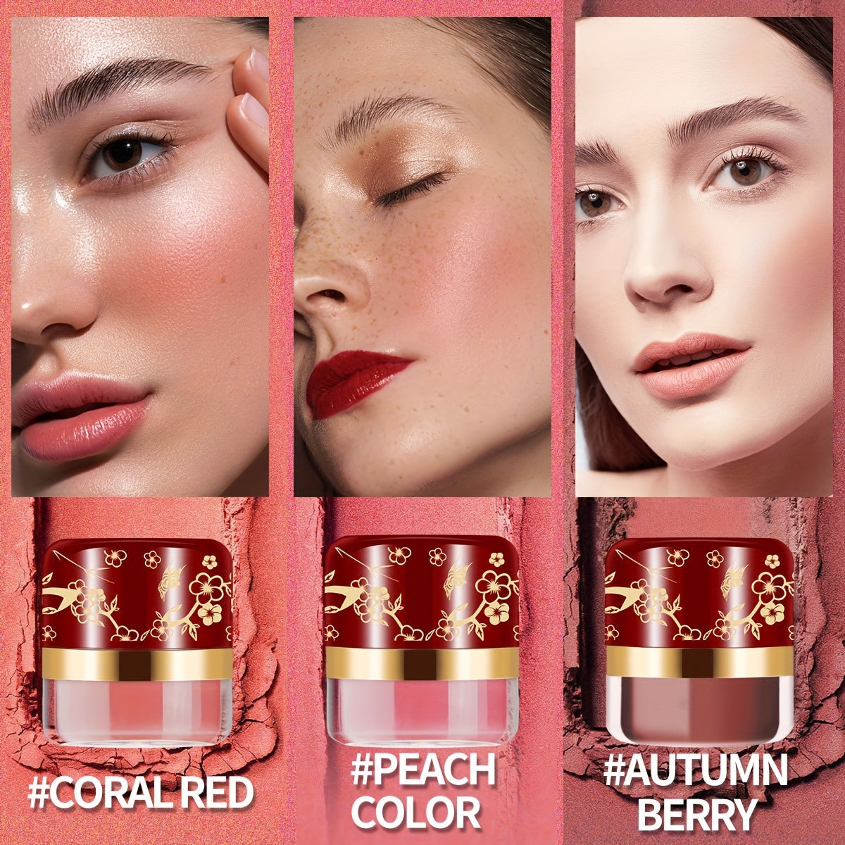ROUSE Blush 3 Color Set, Containing Pearl Powder And Rose Oil Ingredients, Delicate Powder, Uniform Powder, Light Makeup, Easy to Touch Up Makeup, Suitable for All Skin Tones, Meet Different Makeup Needs, Perfect Choice for Dating Gifts, Easter