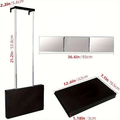 3-Way Mirror for Self Hair Cutting 360° View, Hair Cut Mirror to See Back of Head with Height-Adjustable Hook, Door Wall Table Mount, Anti-Fog HD Glass, Optional LED Light for Men Women DIY Barber