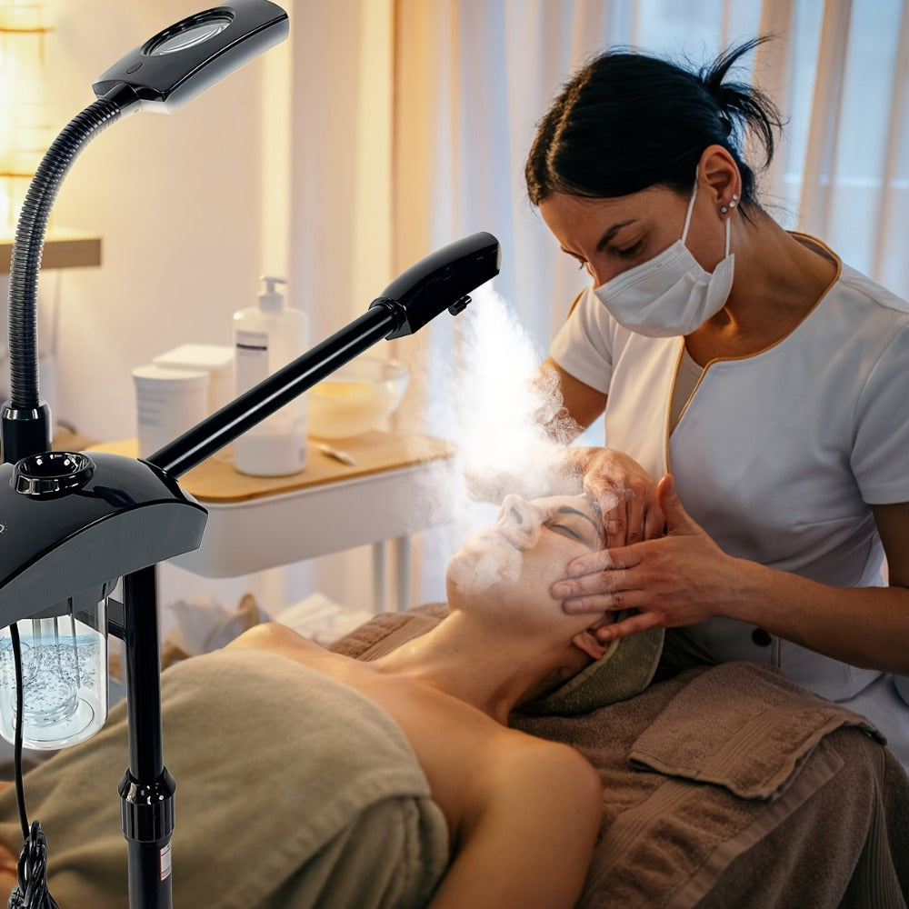 Professional Facial Steamer, 2-In-1 Ozone Facial Steamer on Wheels with 3X Magnifying Lamp, Time Preset Function Design for Face Sauna Spa Personal Care Use at Home, Valentine'S Gifts, Valentine'S Day Gift for Her