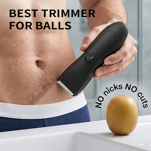 Body Hair Trimmer for Men IPX6 Waterproof Electric Groin Trimmer with Replaceable Ceramic Blade - Full Body Groomer for Chest Underarm Back Hair Shaver Grooming Kit Black Purple