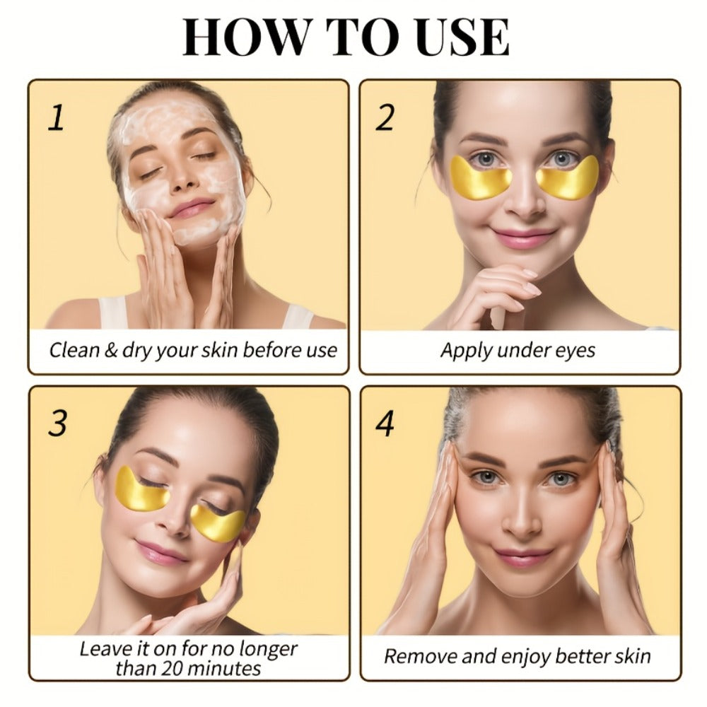 Golden Eye Mask (24 Pairs), Collagen Eye Patches, Make Skin Look Smoother & Firmer, Suitable for All Skin Types, The Look Of Fine Lines & Wrinkles, Korean Skincare Products, Autumn & Winter Skincare Products, Christmas And Halloween Gifts