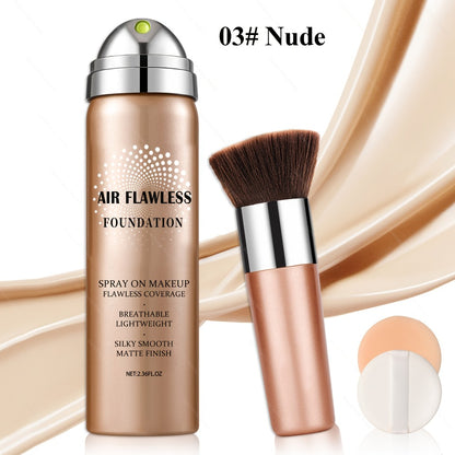 Liquid Foundation Airspray Kit — Full Coverage & Long-Lasting Finish | 6 Shades | Natural Beige Nude Porcelain Tan Medium | Daily & Party Makeup