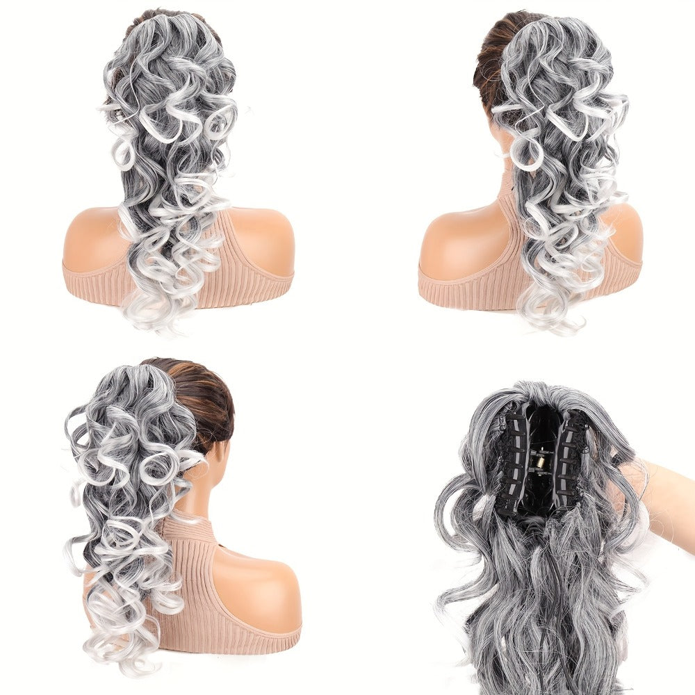 Afro Kinky Curly Ponytail Extension Claw Clip Synthetic Heat Resistant Volume Boosting Hair Piece for Women Daily Wear Special Occasions Multi Color 16 Inch