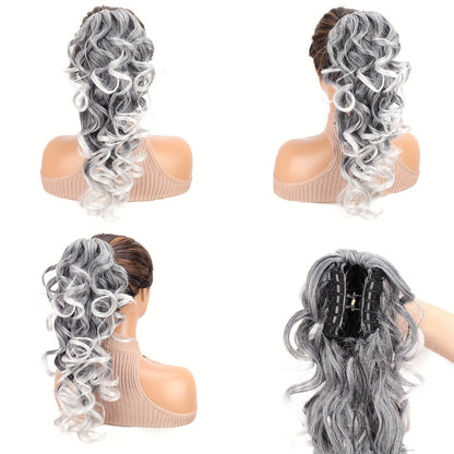 Afro Kinky Curly Ponytail Extension Claw Clip Synthetic Heat Resistant Volume Boosting Hair Piece for Women Daily Wear Special Occasions Multi Color 16 Inch