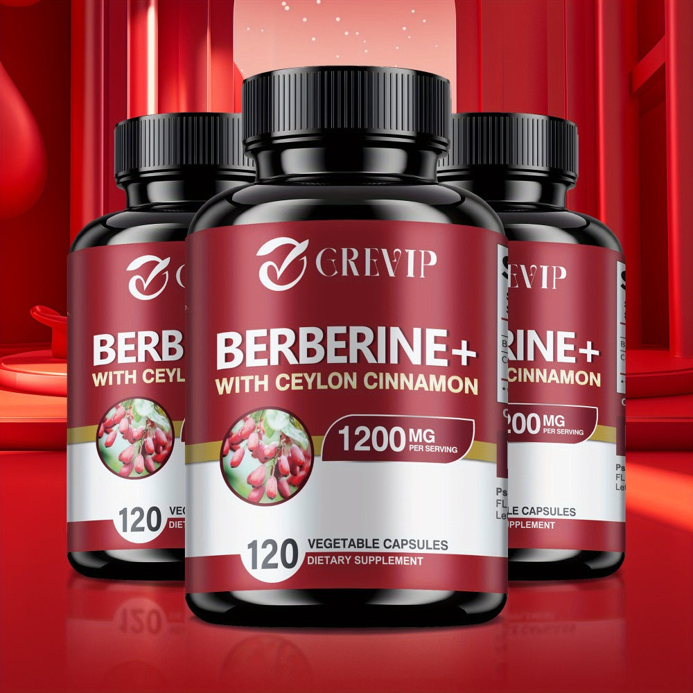 [Berberine + Ceylon Cinnamon] Berberine + Ceylon Cinnamon - Support Healthy Cholesterol Levels, Heart Health, Berberine HCI Dietary Supplement - 120pcs