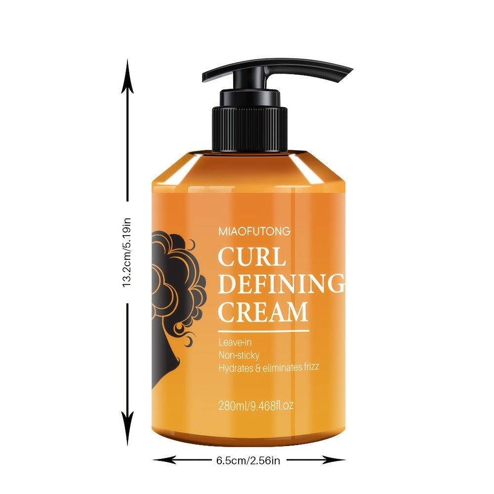 Curl Defining Cream – Argan Oil Hydrating Styling Conditioner for All Hair Types, Frizz Control, Moisture Lock, Enhances Shine & Boosts Volume, 280ml / 9.47oz