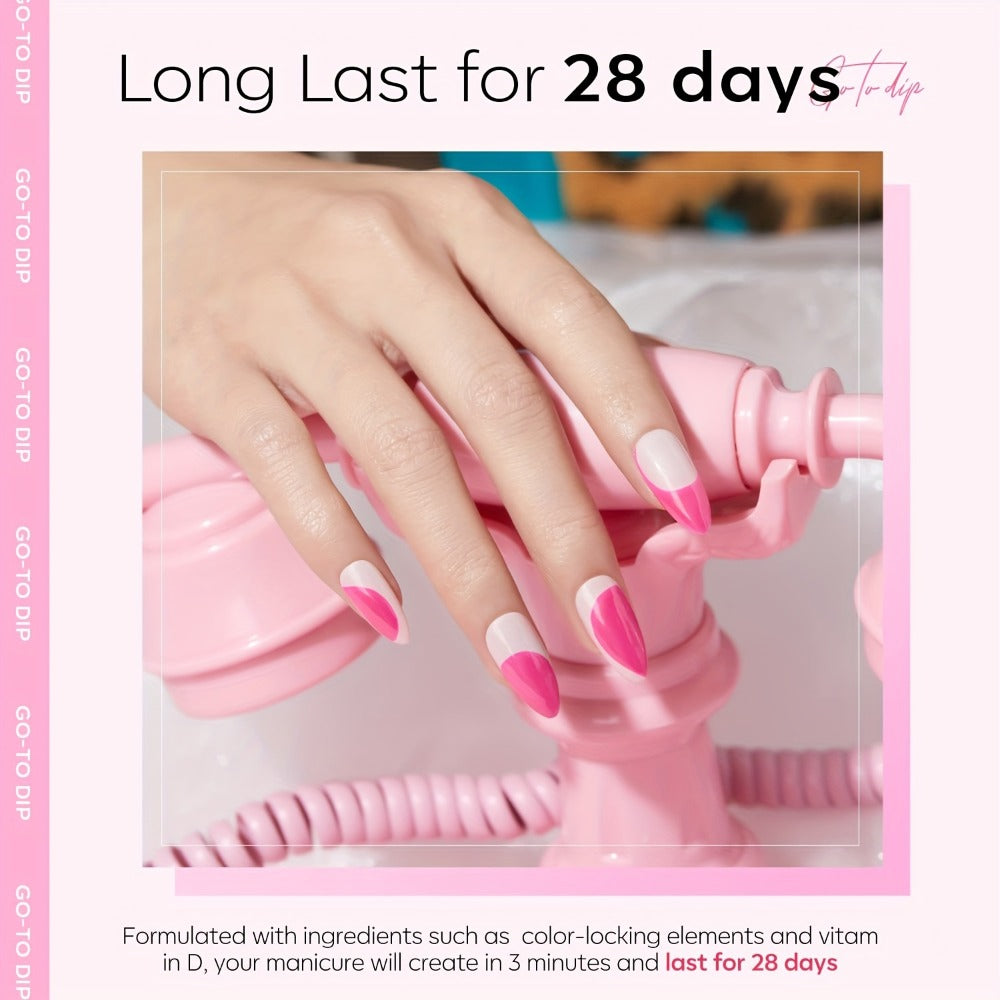 A Starter Kit for Dip Powder Nails, Including Four Shades of Light Hot Pink Glitter Powder, Essential Liquids Like Base And Top Coat, And an Activator for French Nail Designs, Ideal for Home Manicures Or As a Gift for Mother'S Day