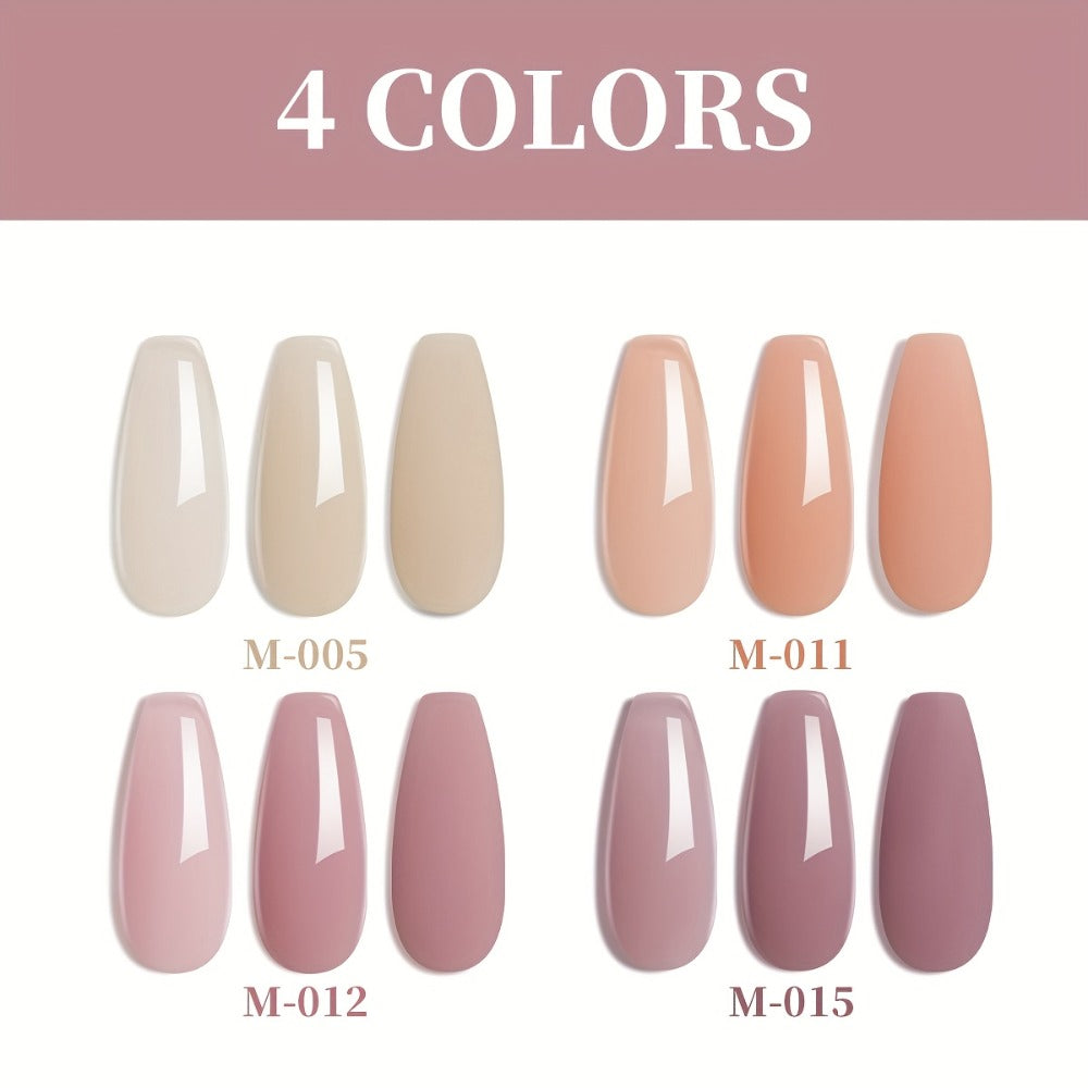 Spring Nail Art Fashion 2025 Bright Nails 4pcs/set 0.51oz New Trendy Icy Nude Nail Polish Semi Permanent Nail Dip LED Nail Salon DIY Nail Salon Gel