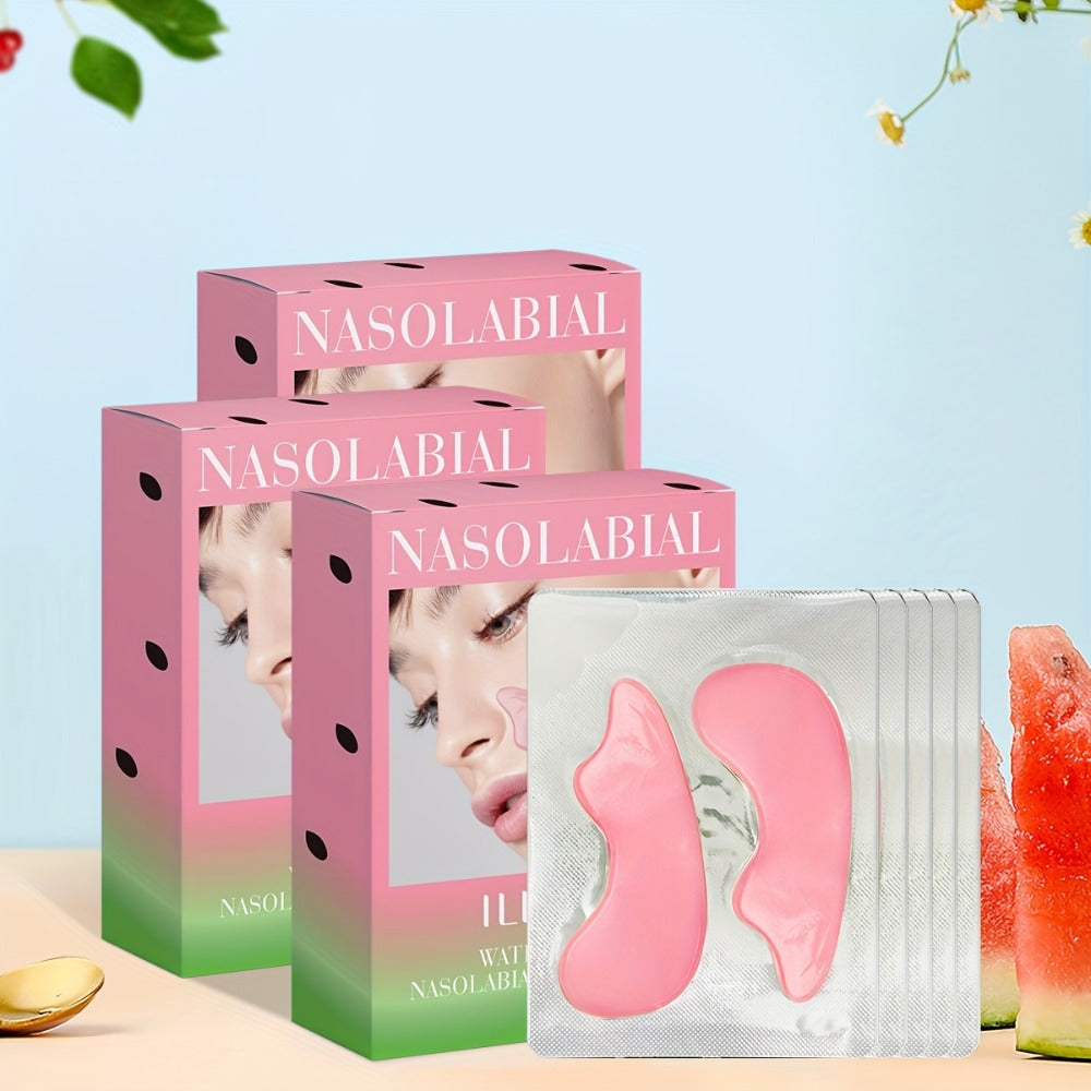 ILISYA Smile Lines Patches, Watermelon Collagen Face Mask, 15 Pairs in 3 Boxes, Contains Niacinamide Caffeine And Variety Plant Extracts, Deep Moisturizing And Hydrating