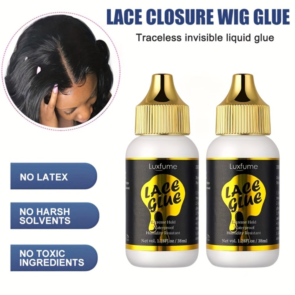 Lace Glue for Wigs Bold Hold Invisible Bonding - Fast Drying Waterproof Extreme Hold Wig Adhesive for Lace Front Wigs Daily Styling 2pcs