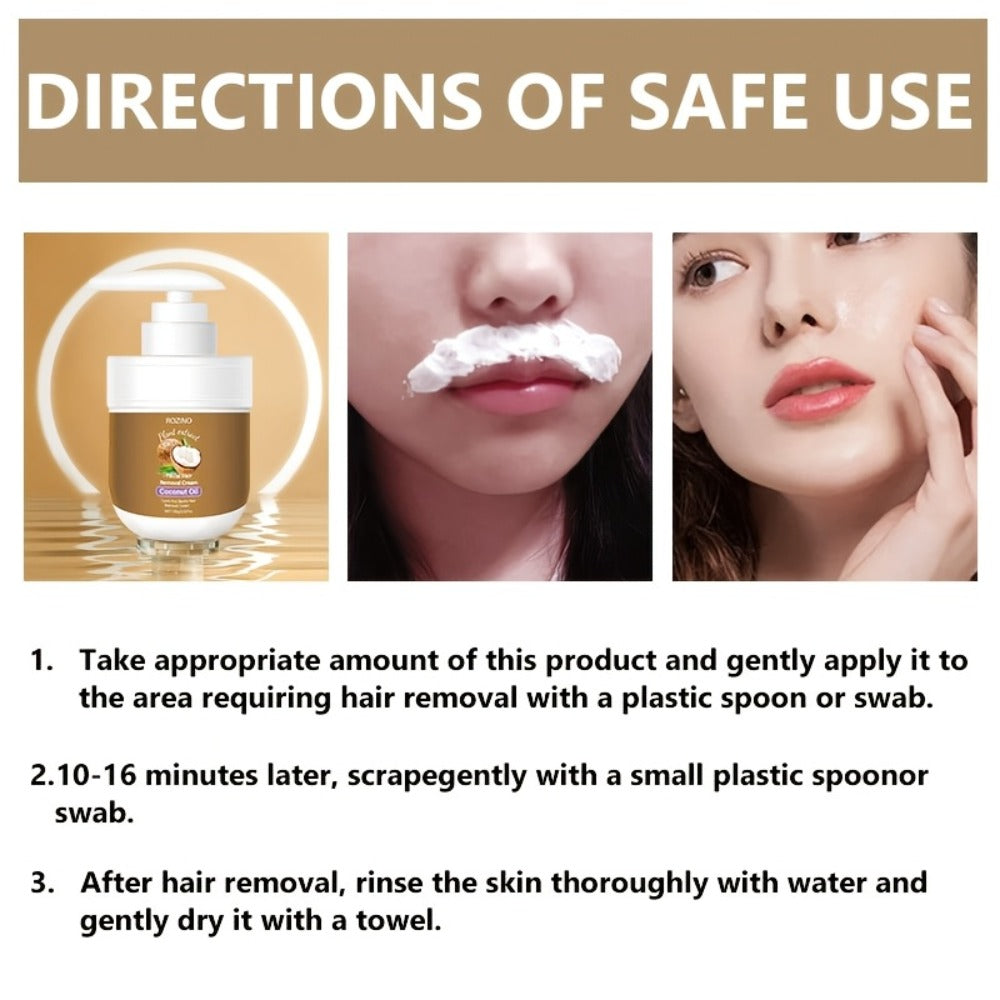 Set of 2 Coconut Oil Facial Hair Removal Creams, Formulated with Natural Components, Effectively Unwanted Facial Hair, Deeply Hydrates The Skin, Minimizes Irritation And Discomfort