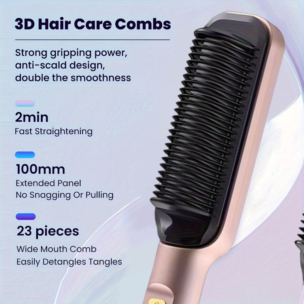 2in 1 Wet and Dry Hair Straightener, Portable Hair Straightener Curler, Fast and Adjustable Temperature, Suitable for Home Use and Travel