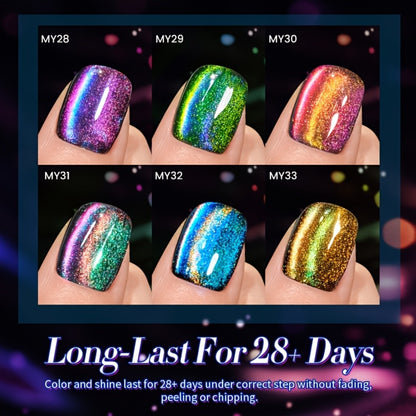 Cat Eye Magnetic Gel Nail Polish 6 Colors — 9D Polaris Glass Water Light Effect, Semi-Permanent Soak Off LED Gel, 0.34oz Each | BORN PRETTY Nail Gel Set