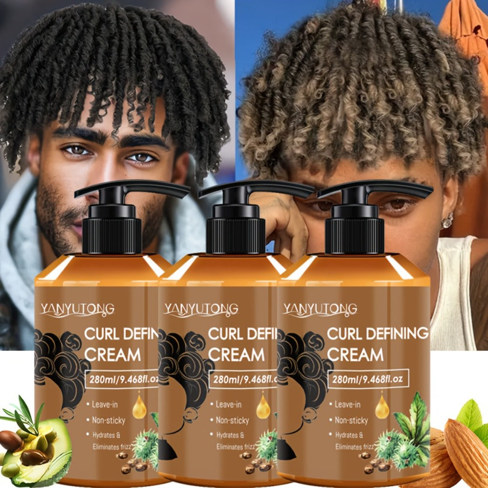 Curl Setting Cream with Castor Oil 280ml - Moisturizing, Long-Lasting Shape & Frizz Control, Non-Greasy Formula for Wavy, Curly & Straight Hair, Adults