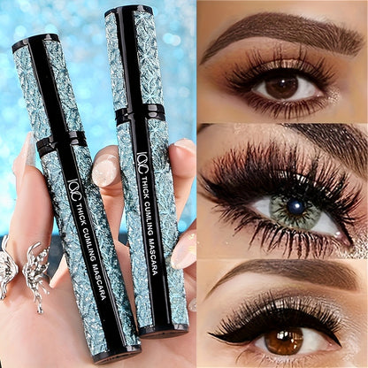 Mascara 4D Fiber Volumizing Lengthening Waterproof 3-Pack, Thick Curling Long-Lasting Black Mascara for Dramatic Lash Depth and Charm