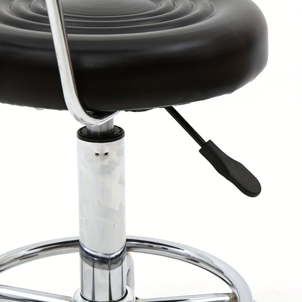 Round Shape Adjustable Salon Stool with Back And Line Black