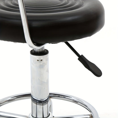 Salon Stool with Back Adjustable Height 18.9"-22.8" - Round 360° Swivel Chair with Backrest for Hair Salon Spa Office Home, Chrome Base Cushioned Seat, Black