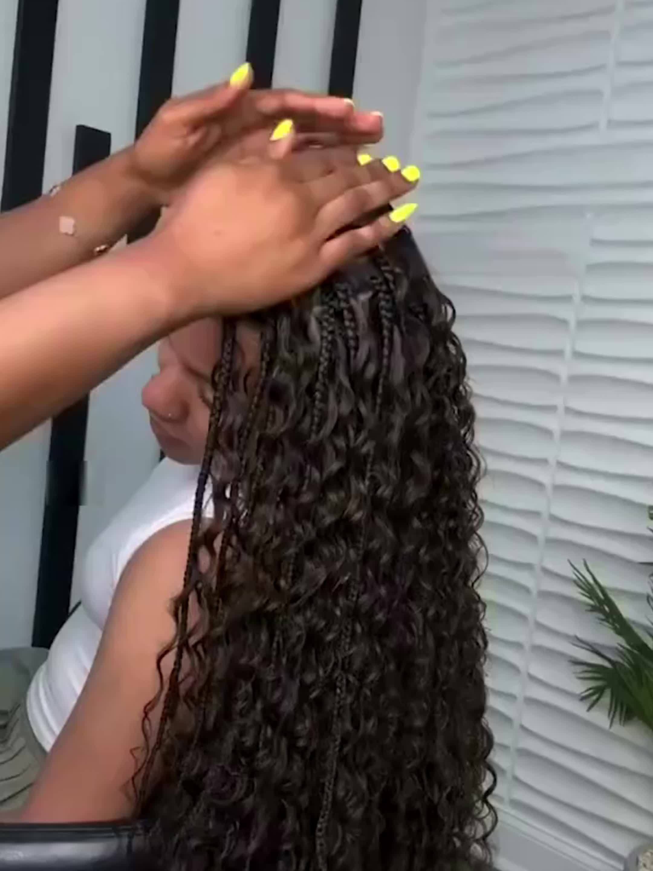 Braided Wigs For Women Box Braids With Boho Curls Wig Bohemian Braided Lace Front Wigs Halloween Wig Cosplay Wig For Halloween Party Full Double Lace Braid Wigs 48" Black Full Lace Hair Wigs