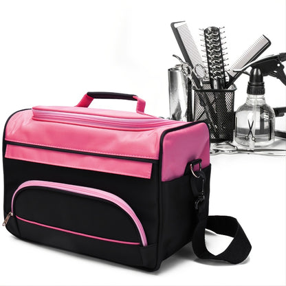 Hairdresser Tool Bag Salon Styling Organizer Multi-Functional Hair Makeup Artist Case with Strap Toiletry Bag for Hairdressing Beauty Professionals Pink Black Zebra