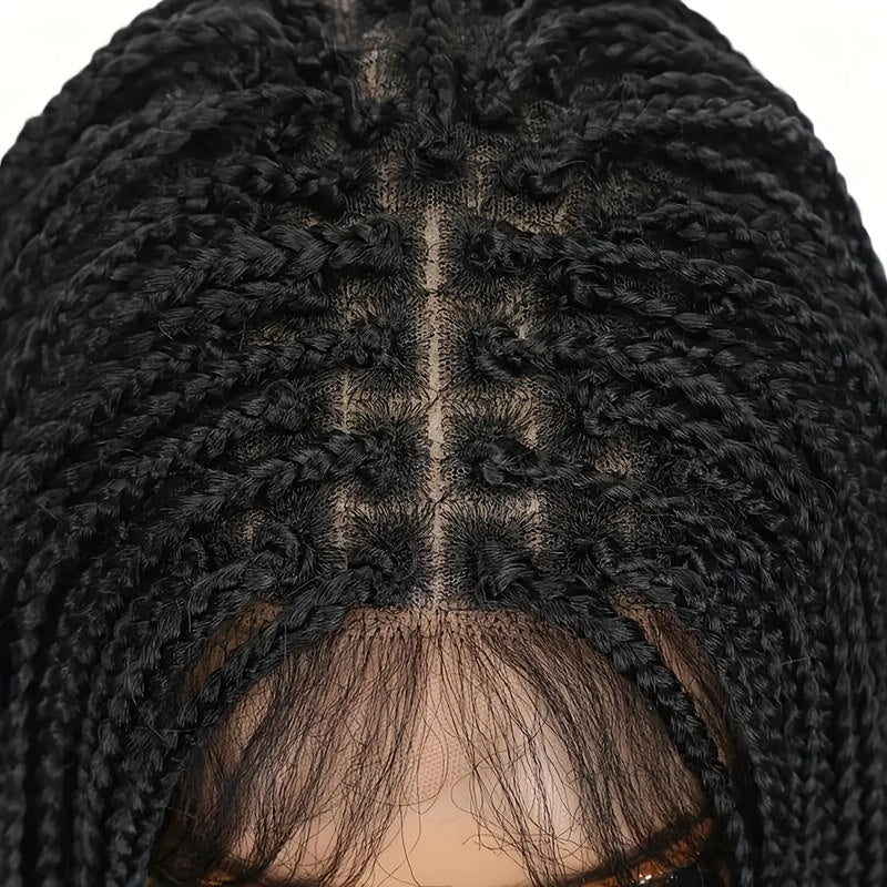 30 Inch Full Lace Braided Wig with 360° Lace Front & Back - Knotless Box Braids, High-Temperature Fiber Straight Hair, Look for, Easy to Wear for all Occasions (Weddings, Parties, Daily Use) - Braided Hair Wig for darker