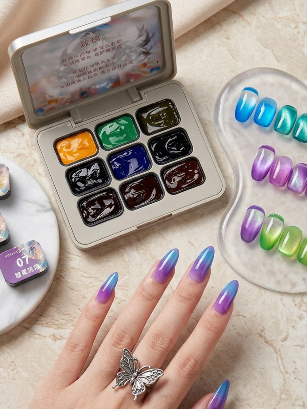 9 Shades for Fall And Winter: New Nail Polish That Is Durable And Long-Lasting, Featuring a Gradient Effect. Perfect for Manicures, Gift Ideas, Nail Salons, And Includes Glass Beads And Candy Gel