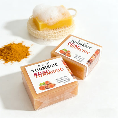 Turmeric Kojic Acid Soap Bar - Natural Lemon Brightening Face & Body Cleanser with Gentle Exfoliation, Paraben-Free Cold Processed Formula, All Skin Types, 15 Bars