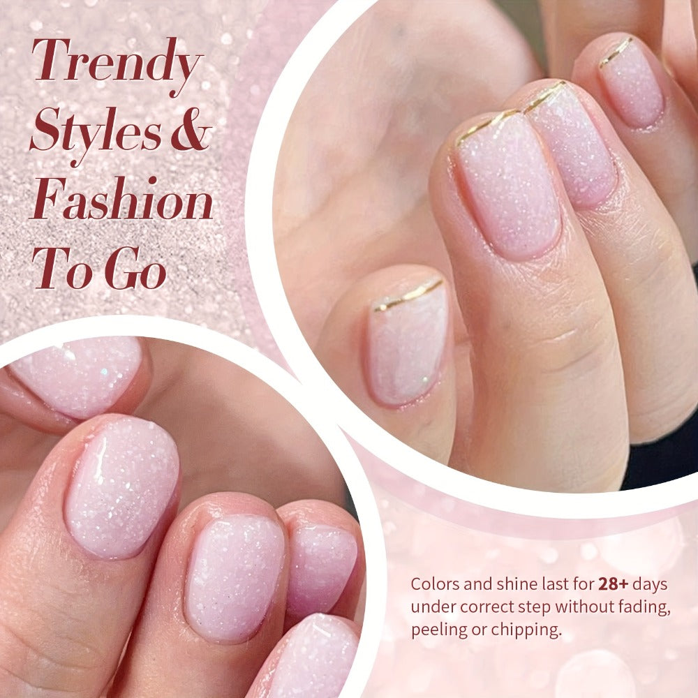 BORN PRETTY 2pcs 0.34oz Snow Glitter Jelly Gel Polish Whte Pink Nail Supplies Vernis Semi Permanent Nail Art Manicure Soak Off LED Gel Nail Varnishes,  Shimmering Nails, Professional Manicure, Longlasting Gel, Uv Gel Varnish, Salon Professionals