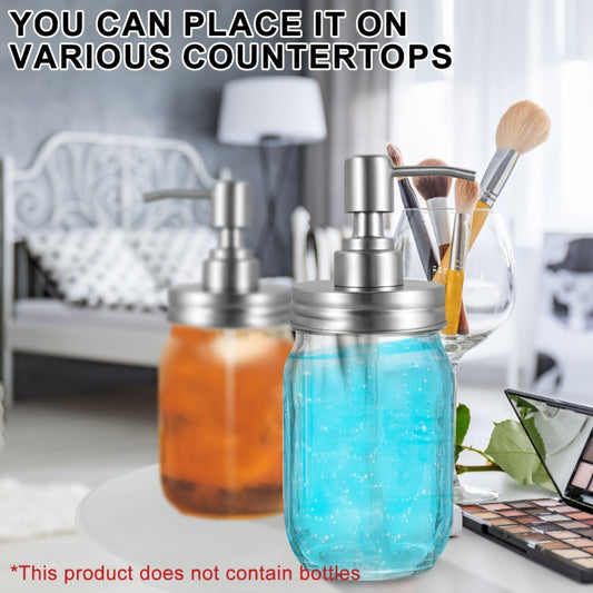 Mason Jar Soap Dispenser Lid with Pump – 4 Pack 304 Stainless Steel Pump Lids for Regular Mouth Mason Jars, Leakproof Soap Dispenser Pump Replacement with 3.9" Tube & Gasket for Kitchen Bathroom