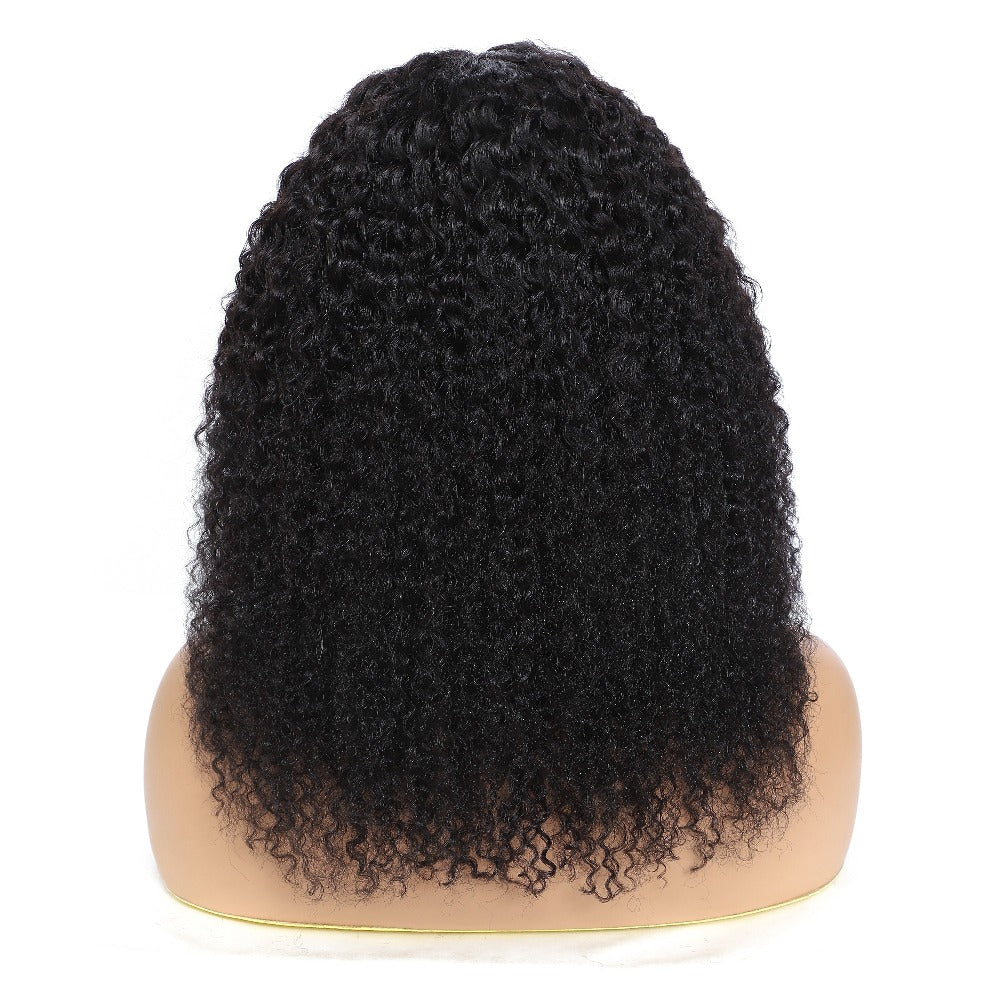 Kinky Curly Lace Front Wig Human Hair Brazilian Remy 4x4x1 Lace Closure 180% Density Natural Color Pre Plucked for Black Women 12-22 Inch