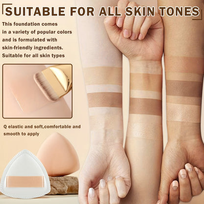 Liquid Foundation & Primer Set — Long-Lasting Silky Smooth Formula | CC Cream BB Cream | Mature Skin | 4 Shades: Natural Beige Nude Porcelain
