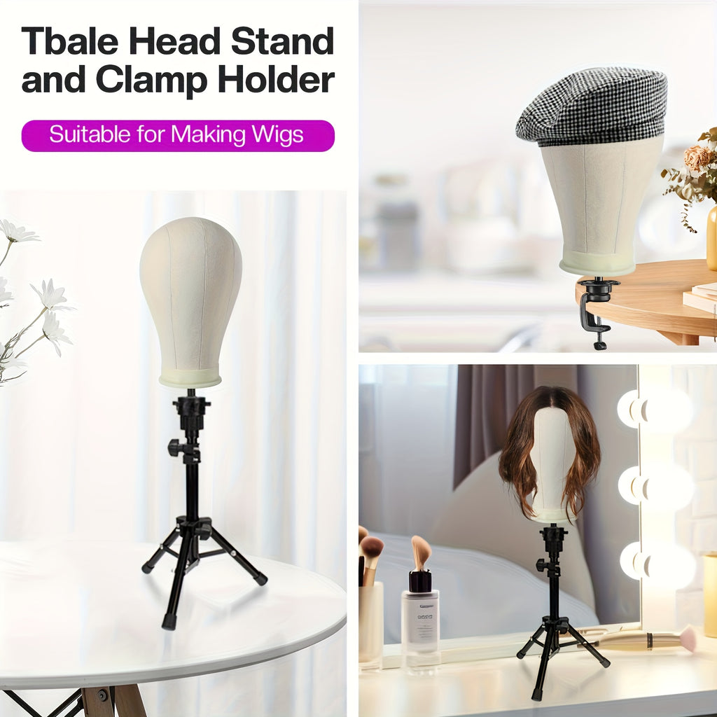 Adjustable Wig Stand 22 Inch Adjustable Reinforced Wig Stand with Mannequin Head | for Wigs, Cosmetology, Manikin Head Set