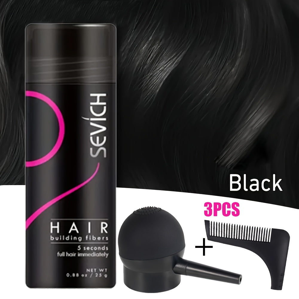 Hair Fibers for Thinning Hair — 3-Piece Kit with Spray Pump & Optimizer, Instant Thickening Powder for Hair & Beard, Rosemary Formula, All Hair Types, 8 Colors Available