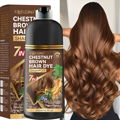 Hair Dye Shampoo with Natural Plant Pigments – Covers Gray Hair Fast | 16.91oz Color Shampoo in Black, Red, Brown, Dark Brown & Chestnut Brown for Women & Men