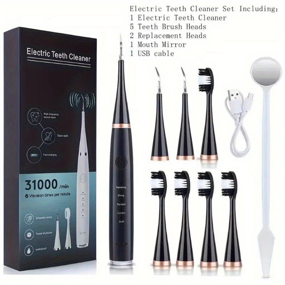 Electric Teeth Cleaner, USB Rechargeable Teeth Cleaning Tool Kit, 5 Cleaning Modes, Promote Gum Health, Suitable for Family And Friends Holiday Gifts