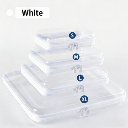 Clear Storage Box Set 4 Pcs Hard Transparent Zipper Organizer Plastic Pencil Case Makeup Box for Cosmetics Snacks Stationery S M L XL Multi-Color