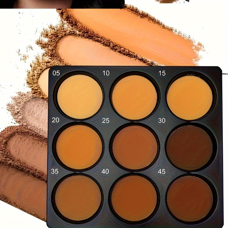 9 Tone Contour And Concealer Palette, Medium And Deep Tone, Create Natural 3D Makeup Effect, Matte Effect, Waterproof And Sweat Proof, Oil Control Foundation Make-Up And Eye Shadow, Suitable for All Skin Types, Eye Shadow Primer | Fashion Design | Wa