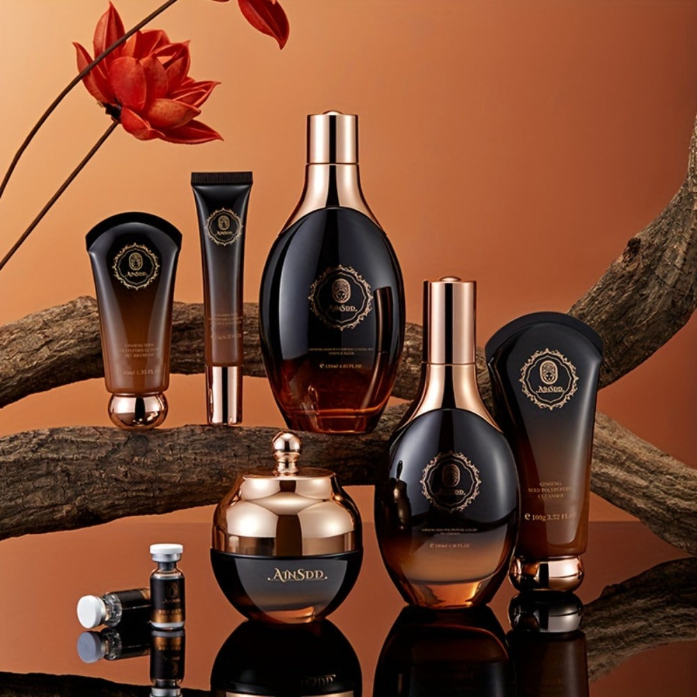 Ginseng Seed Luxury Skin Care 12pcs Set Helps Skin Maintain A Youthful Glow, Enhances Skin'S Natural Defense Moisturizes Skin To Reduce The Appearance Of Dry Lines, Makes Skin Look Smoother Alcohol-free, Christmas Gift Recommendations