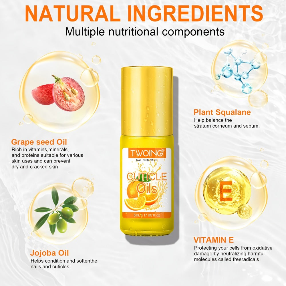 6-Flavor Cuticle Oil Suitable for Nail with Jojoba Oil, Grape Seed Oil & Vitamin E - Paraben-Free Plant-Based Formula for Dry, Damaged Nails, Cuticles, Nail Caps, Edges - Daily Nail Care for, Broken or Thinning Nails