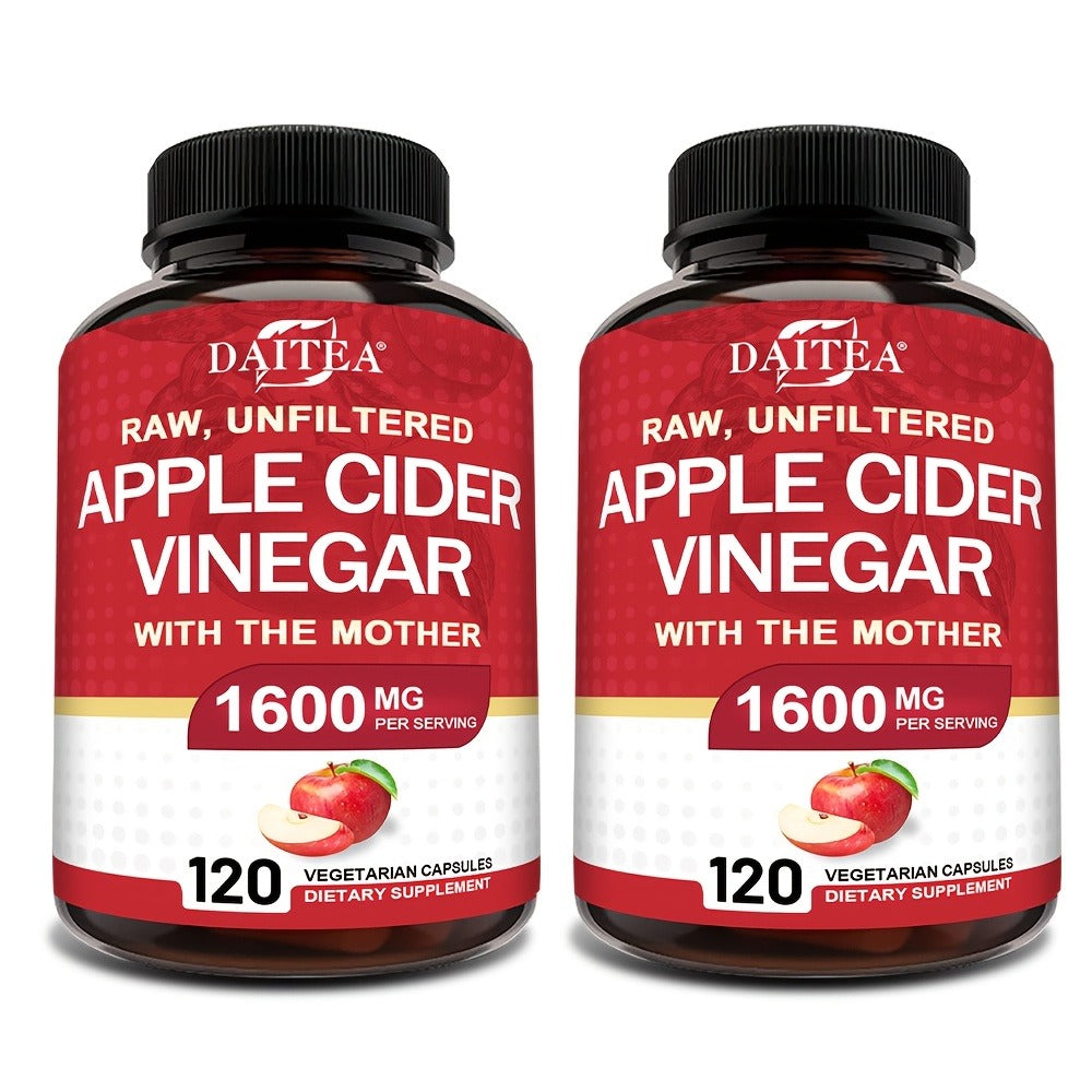 Apple Cider Vinegar Capsules 1600mg - Supports Digestion and Energy Levels for Men and Women - 120 Capsules