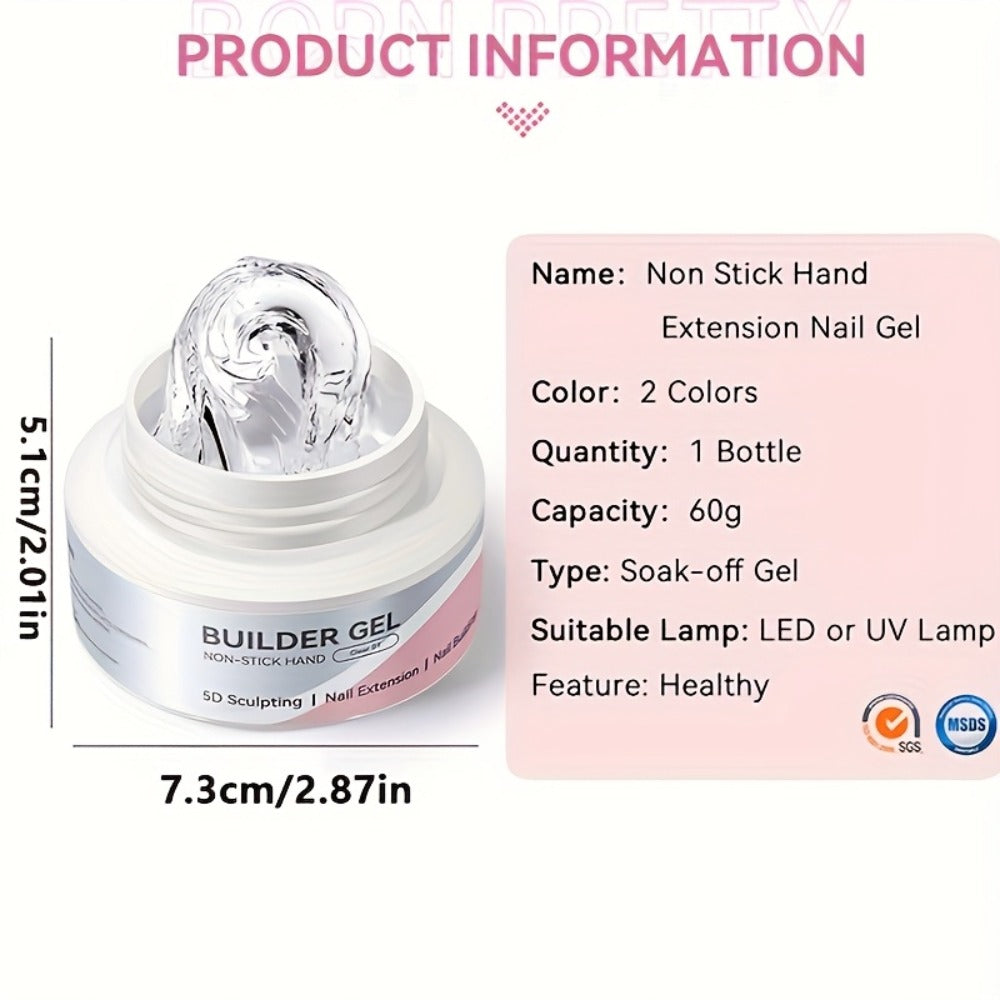 BORN PRETTY 60G Sculpting Gel No-Sticky Quick Extension Nail Gel Polish Clear Milky White 3D Carving Molding Glue Soak Off Construction Gel Vernis
