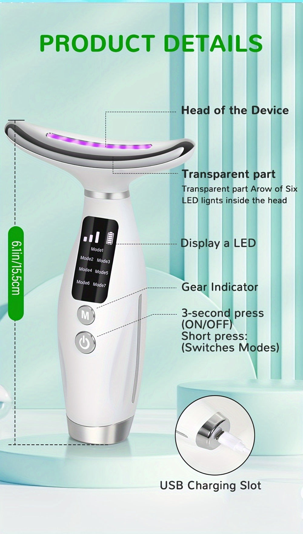 A Rechargeable Beauty Device for The Face And Neck with 7 Massage Modes, Making It The Perfect Gift for Women And Girls. Gift for Mom on Mother's Day