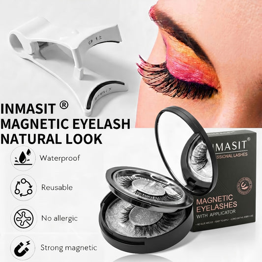Local Repository Magnetic Eyelashes - Magnetic False Eyelashes Set, Glue-Free, Black/Pink Options with Applicator, Reusable & Waterproof Cat Eye Style, Ideal for Daily Wear/Parties/Valentine's Day Gifts, Must-Have for Women's Makeup