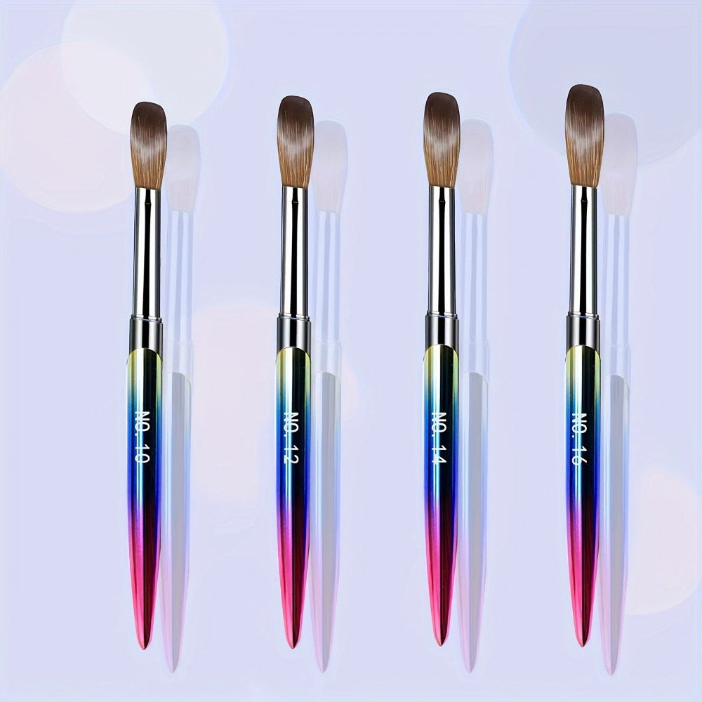 Acrylic Nail Brush Set, 4pcs Acrylic Nail Brush for Nails Size 10/12/14/16 Kolinsky Nail Art Brush for Acrylic Powder Application, Acrylic Nail Extension, 3D Nail Carving Nail Brush Set